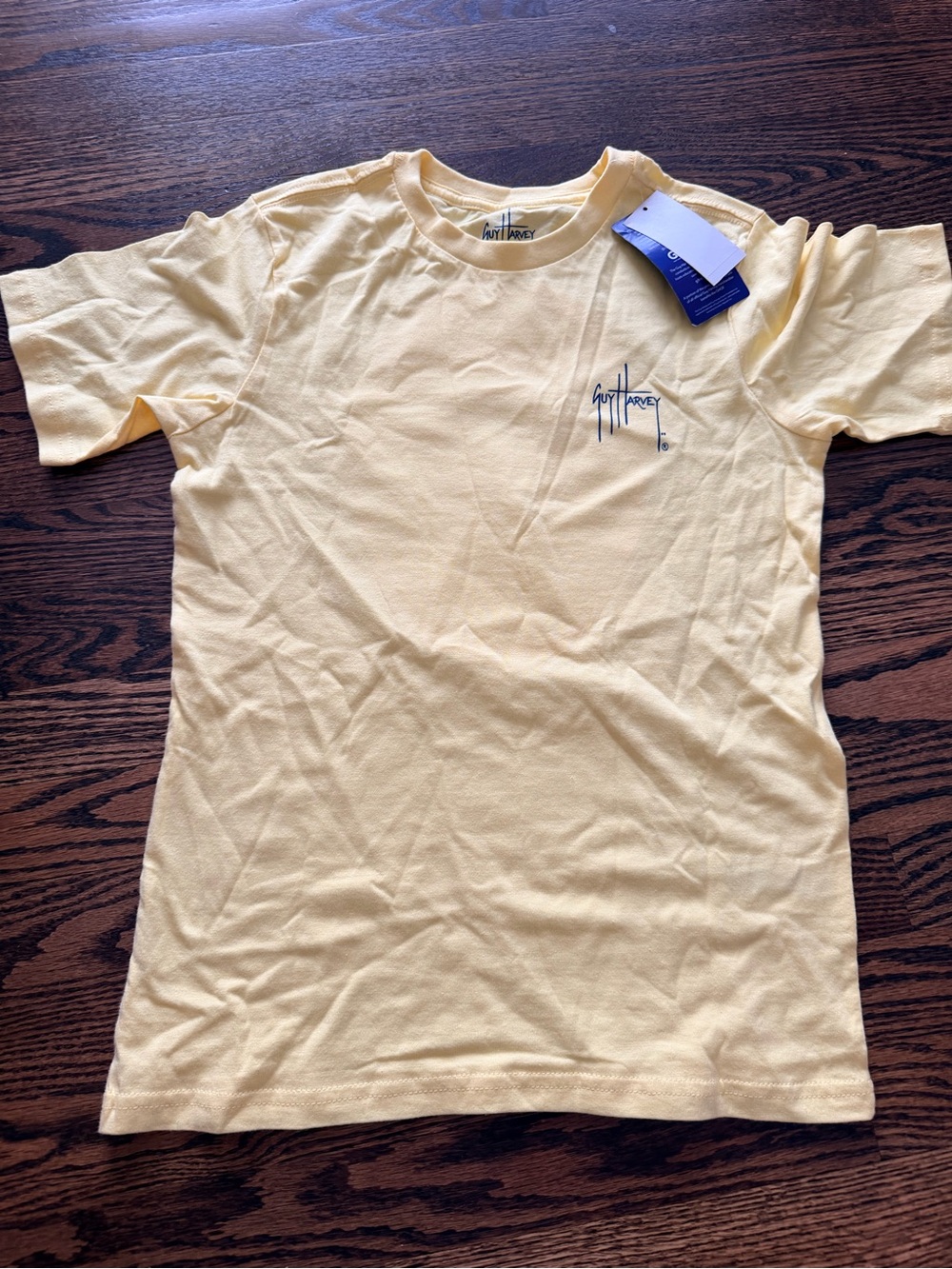 Guy Harvey Youth Short Sleeve Logo T-Shirt in Pale Yellow